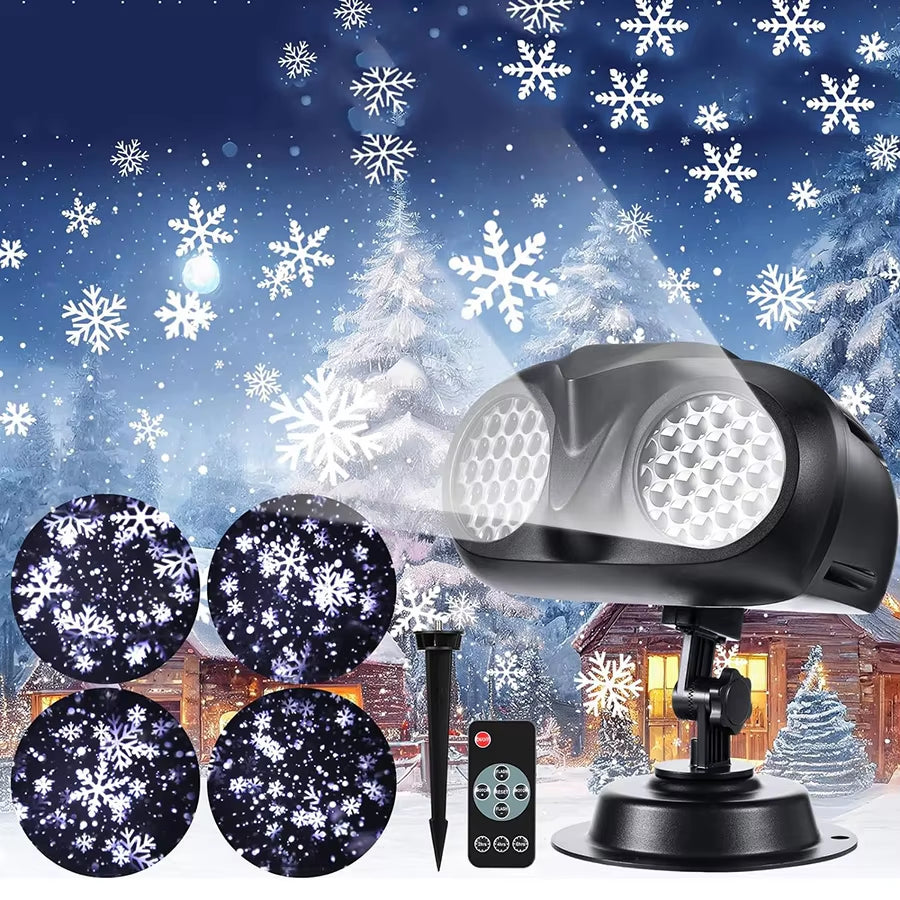 Christmas Snow Lights Projector 2024 Upgrade Binocular Dynamic Snowflakes HD LED Projector Lamp with Remote for Xmas Holiday Decor