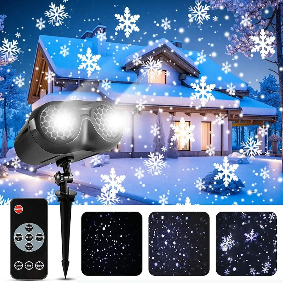 Christmas Snow Lights Projector 2024 Upgrade Binocular Dynamic Snowflakes HD LED Projector Lamp with Remote for Xmas Holiday Decor