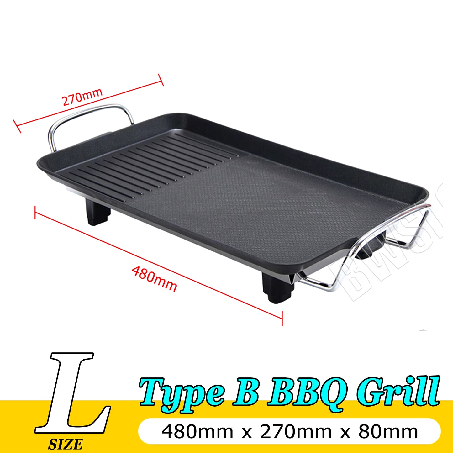 Electric Teppanyaki Grill Plate, Large Smokeless Table Top Grill Non-Stick Barbecue Hot Plate for Kitchen Dinner Party Camping